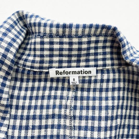 Reformation Elton Gingham Linen Set Cropped Blazer and Mini Skirt - Picture 8 of 11